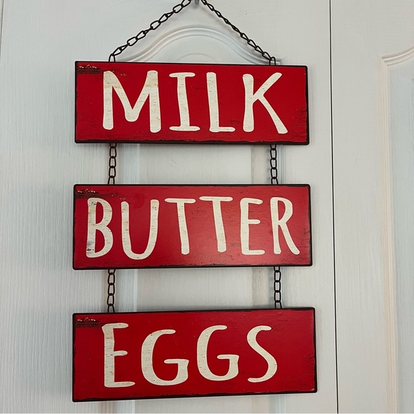 Kitchen Diner Tin Sign Metal Wall Retro Decor Outdoor Indoor MILK BUTTER EGGS. - Picture 1 of 8
